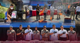 APARAT GABUNGAN MUSNAHKAN BARANG BUKTI NARKOTIKA DI POLRES TANJUNG PERAK